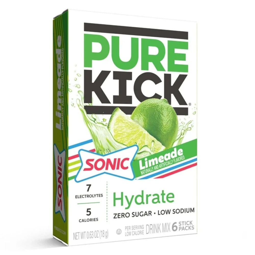 Pure Kick Sonic Limeade Hydrate 6ct Drink Water Mix Singles 6 Packs - 36 Total